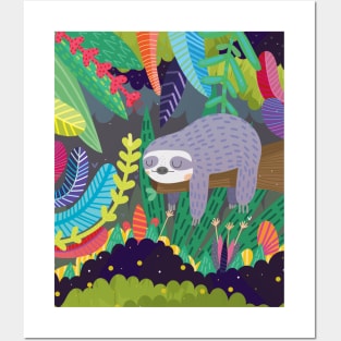 Sloth in nature Posters and Art